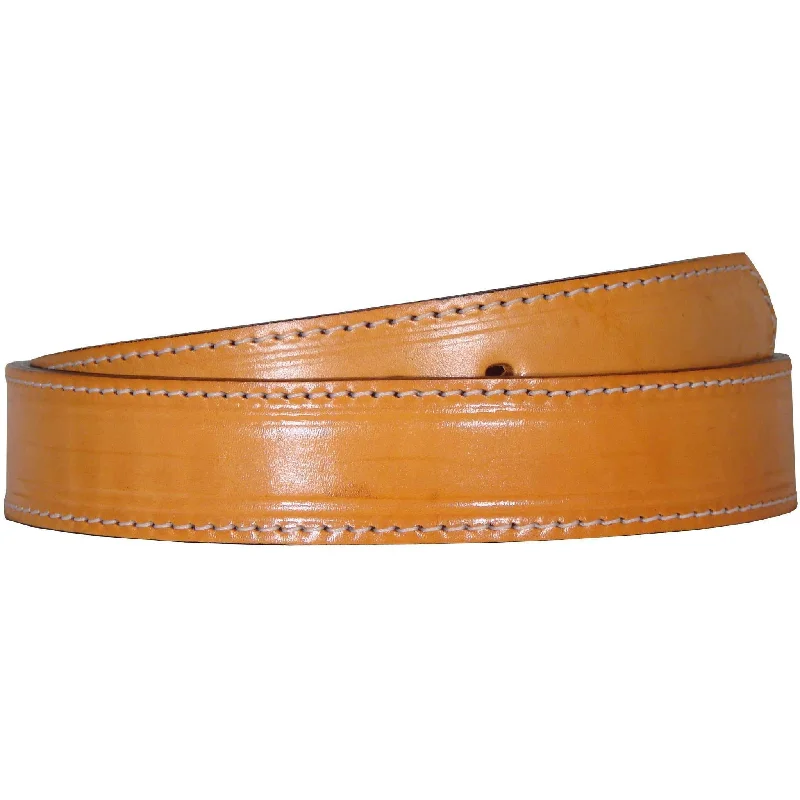 chic waist belt with shiny buckle -B103 - Natural Stitched Leather Belt