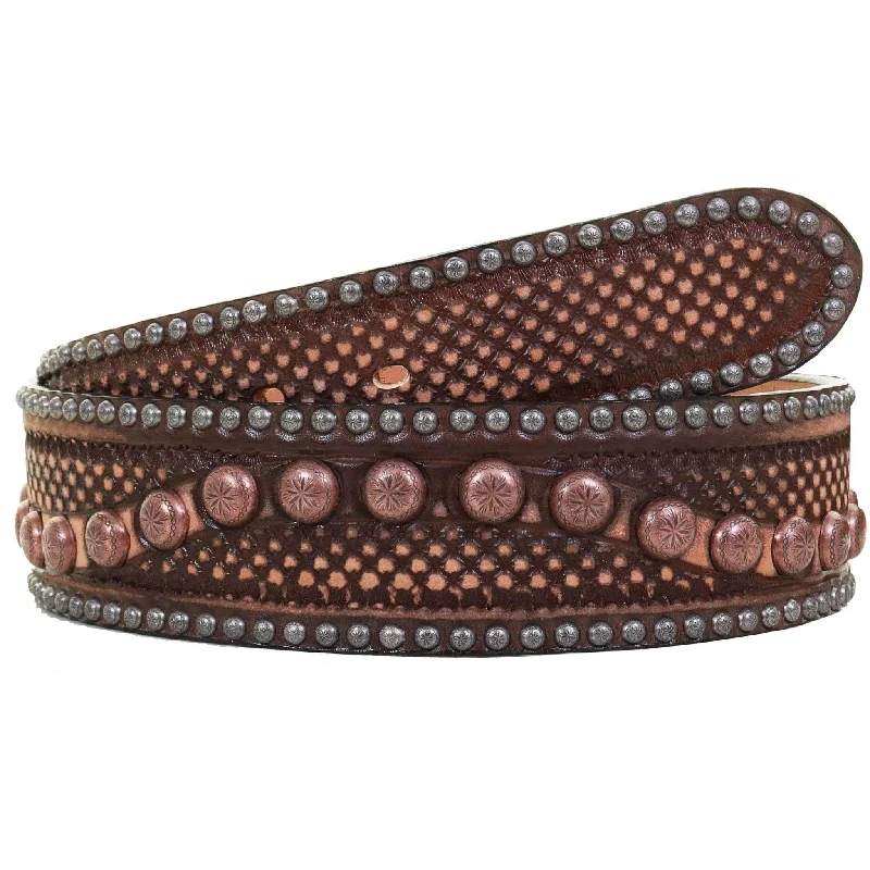 chic waist belt with unique design -B1031 - Brown Vintage Studded Belt