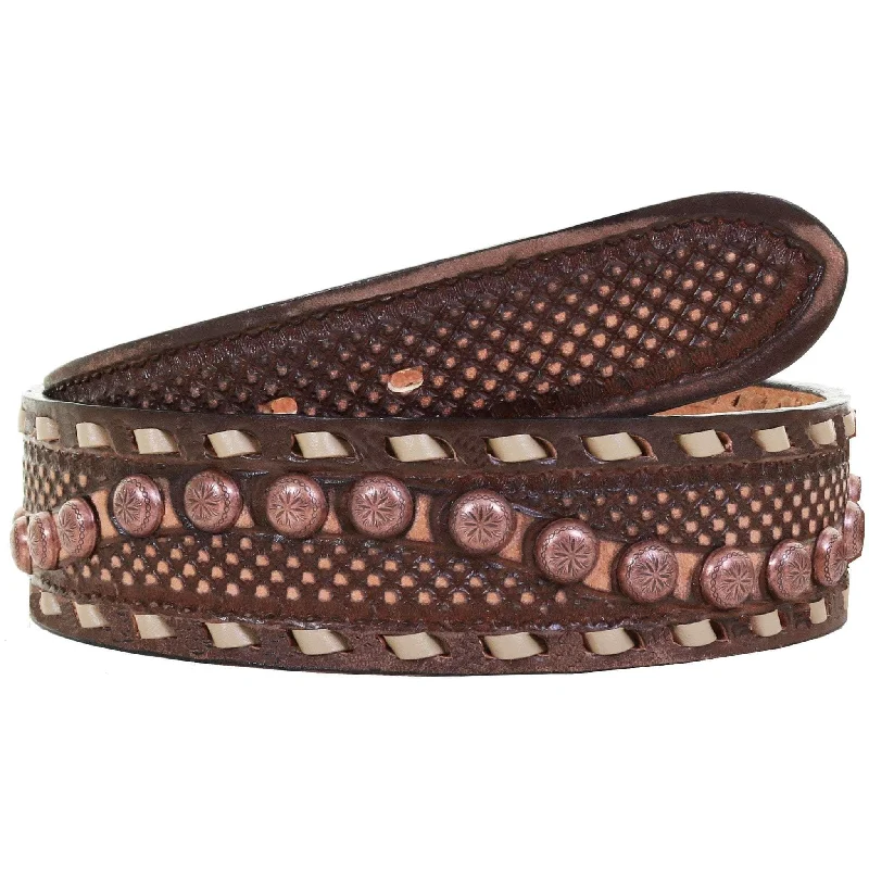 decorative waist belt for evening wear -B1032A - Brown Vintage Studded Belt