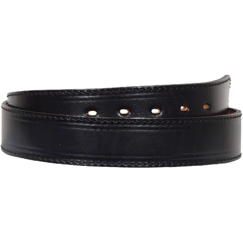 braided leather belt with chic buckle -B104 - Black Stitched Leather Belt