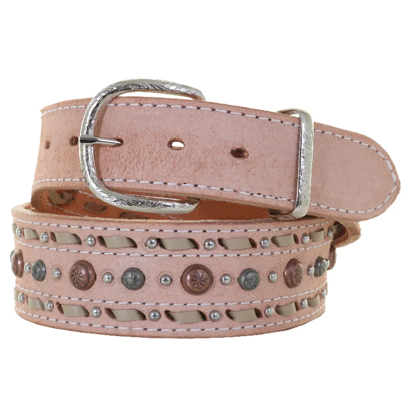 women’s soft waist belt for daily wear -B1128 - Roughout Buckstitch Belt