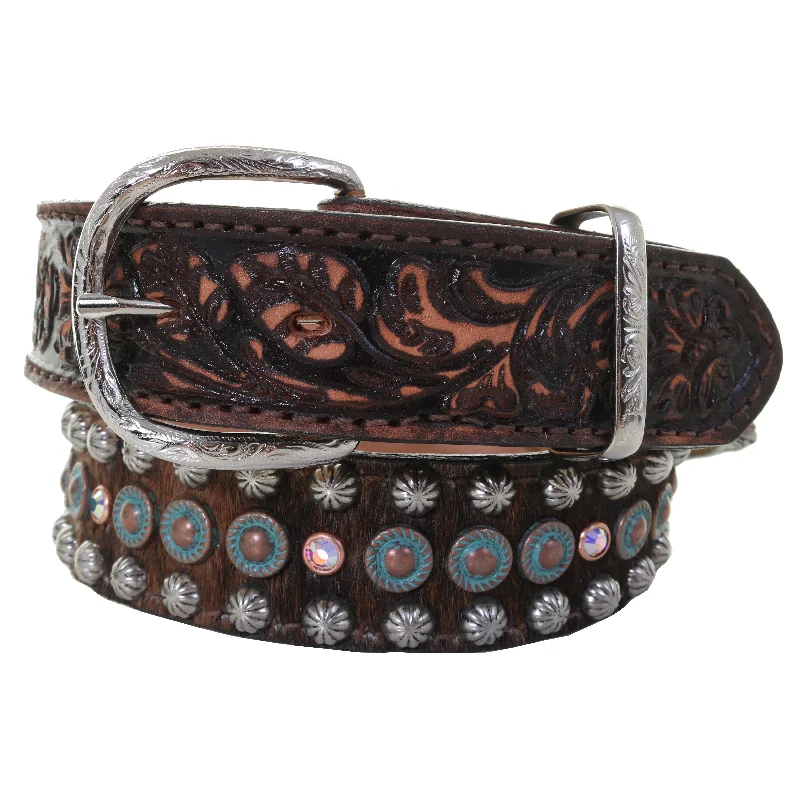 belt for jeans with decorative buckle -B1131 - Cowhide Studded Belt