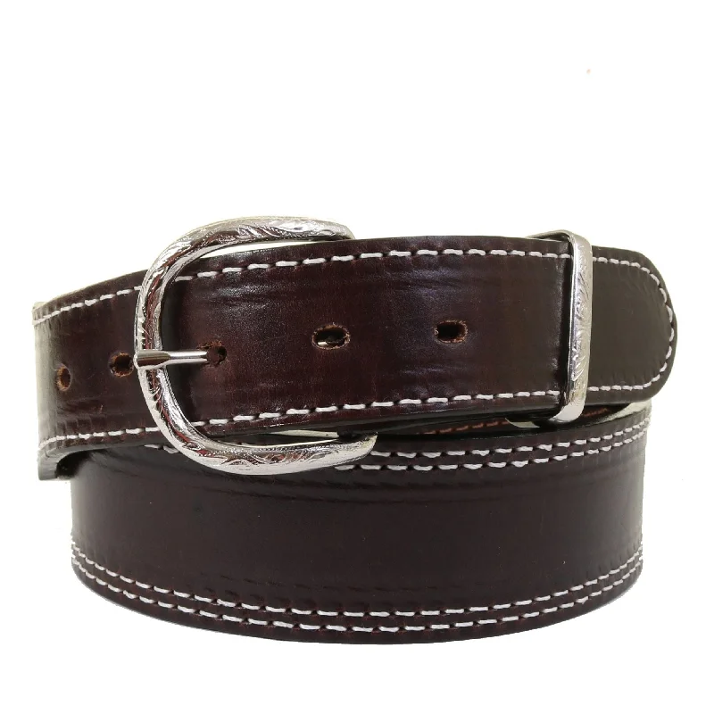 leather waist belt with smooth texture -B1190 - Brown Leather Belt