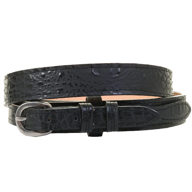 chic belt with decorative metalwork -B1213B - Black Gator Ranger Belt