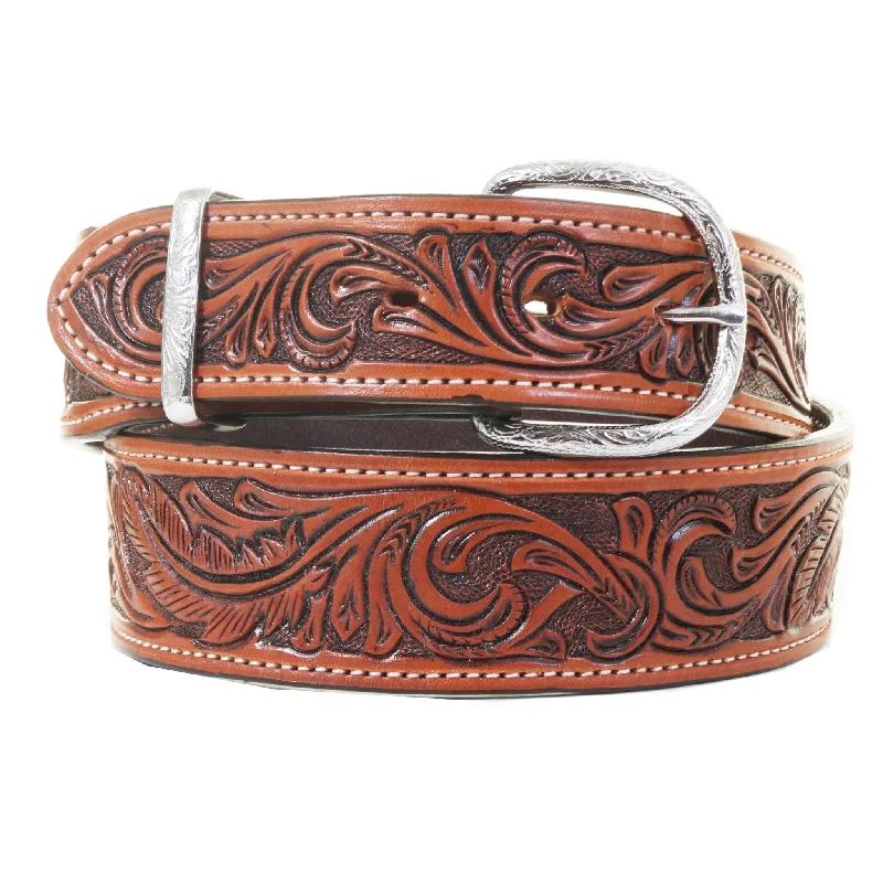 elastic waist belt for easy fit -B1228A - Chestnut Feather Whirlwind Belt