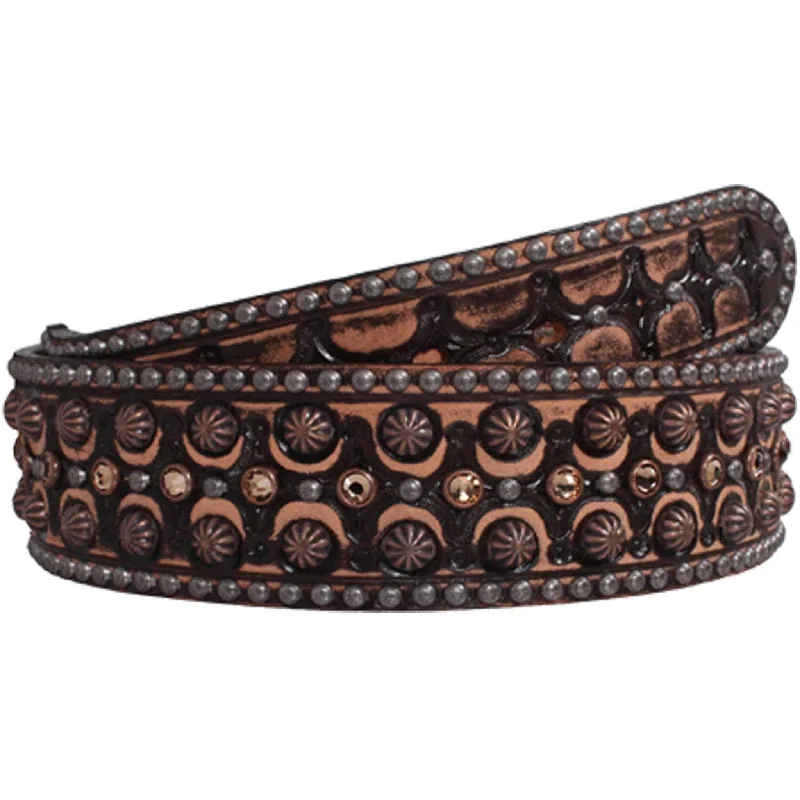 belt for women’s casual work attire -B715A - Brown Vintage Tooled Belt