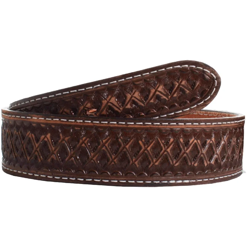 waist belt with floral lace design -B834 - Brown Vintage Tooled Belt