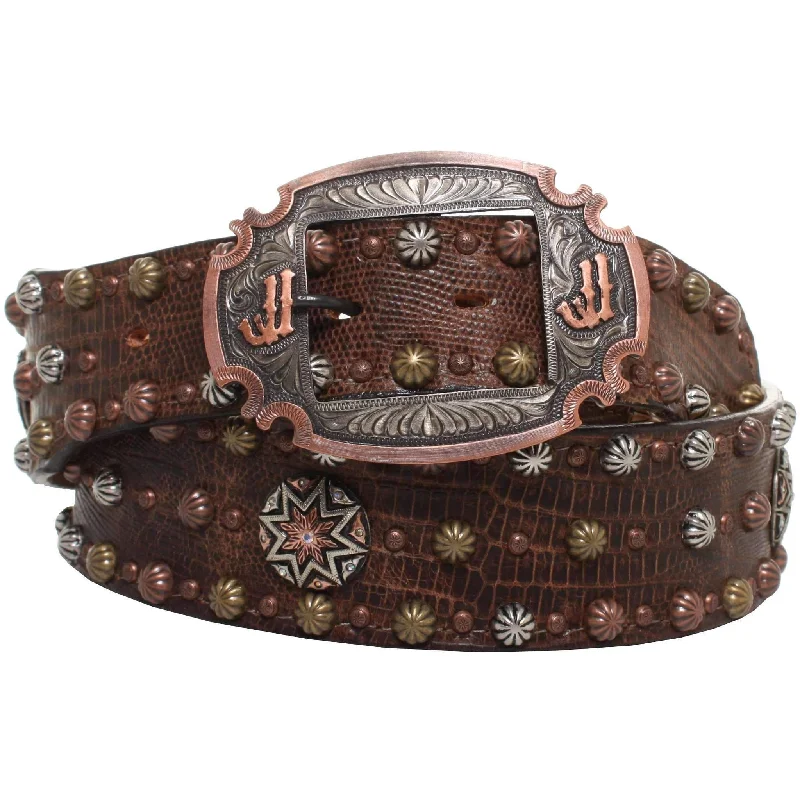 elegant waist belt for trendy skirts -B871 - Teju Cognac Studded Belt