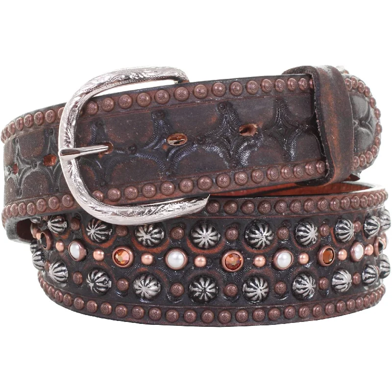 wide black leather belt for casual wear -B905 - Black Vintage Studded Belt