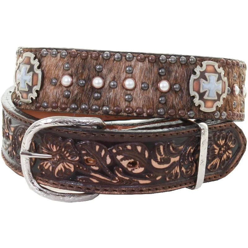 stylish elastic waist belt for dresses -B960 - Brindle Hair Studded Tooled Belt