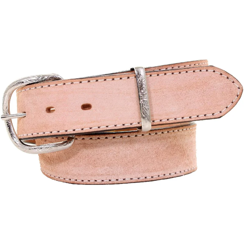 premium belt with gold accents -B983 - Natural Rough Out Belt