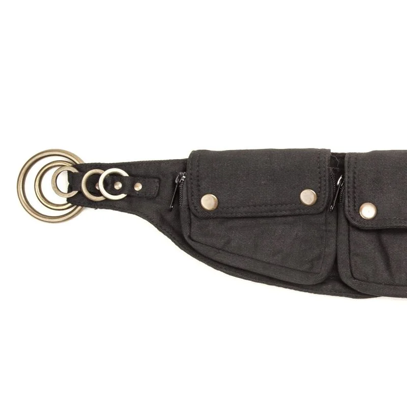 stylish belt with gold embellishment -Canvas Three Pocket Belt - Black