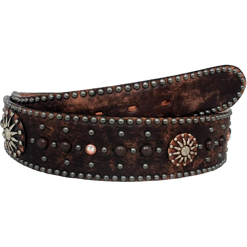 stylish brown leather waist belt for women -CLEARANCE - Black Vintage Studded Belt - B005