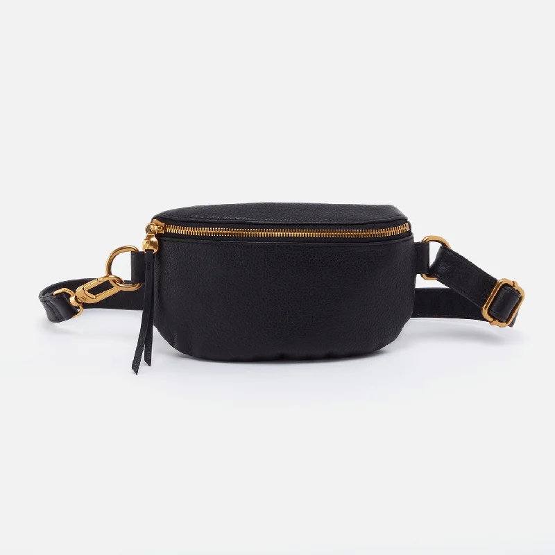 brown belt for trendy pants -Fern Belt Bag In Pebbled Leather - Black