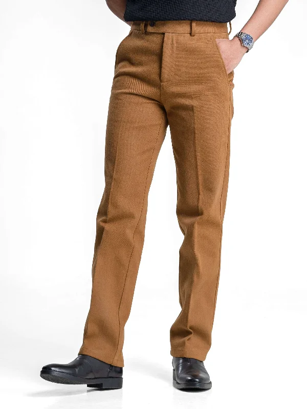 brown woven leather belt for men -Jose Straight Cut Trousers - Coffee