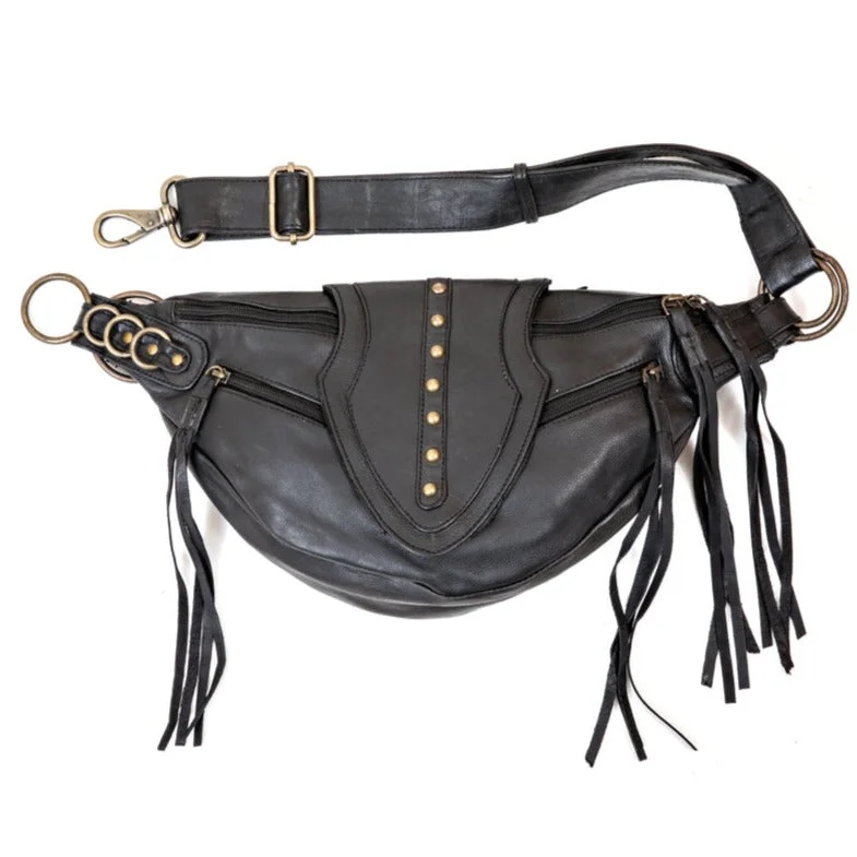 leather waist belt for special occasions -Leather Arrow Bag | Black