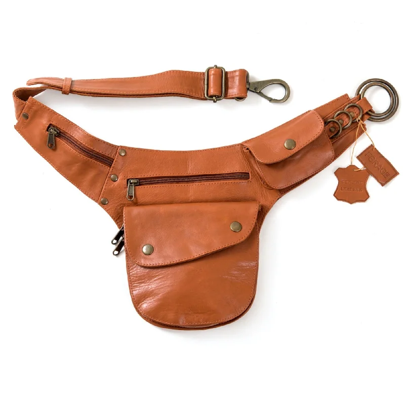 chic wide leather waist belt for women -Leather Hip Bag - Maple