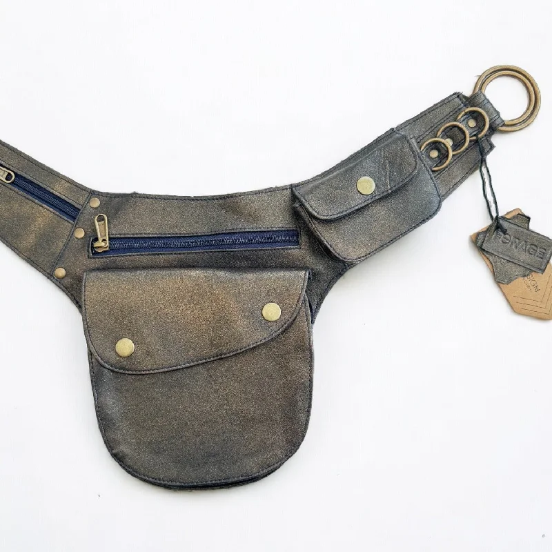 belt for jeans with intricate design -Leather Hip Bag | Glitter Bronze