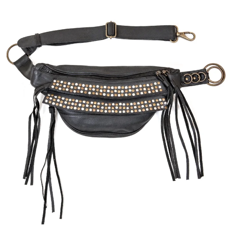 casual belt with round buckle -Leather Kaida Belt | Black