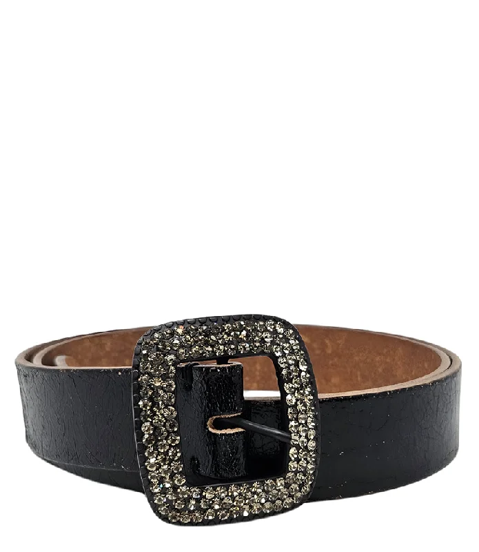 wide waist belt for dressy occasions -Black Cracked Leather Belt