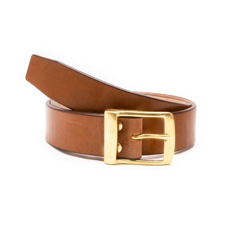 adjustable belt with decorative stitching -Oak Bark Exmoor Leather Belt