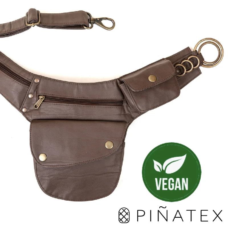 belt for jeans with intricate design -Piñatex Vegan Leather Hip Bag - Chestnut Brown