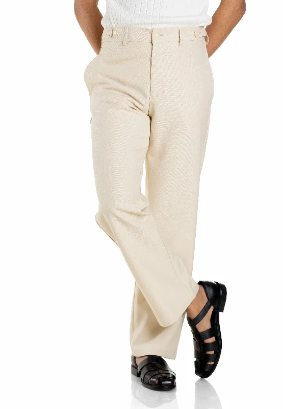 braided leather belt for business attire -Trousers Belt Loop With Side Adjusters - Cream (Straight Cut)