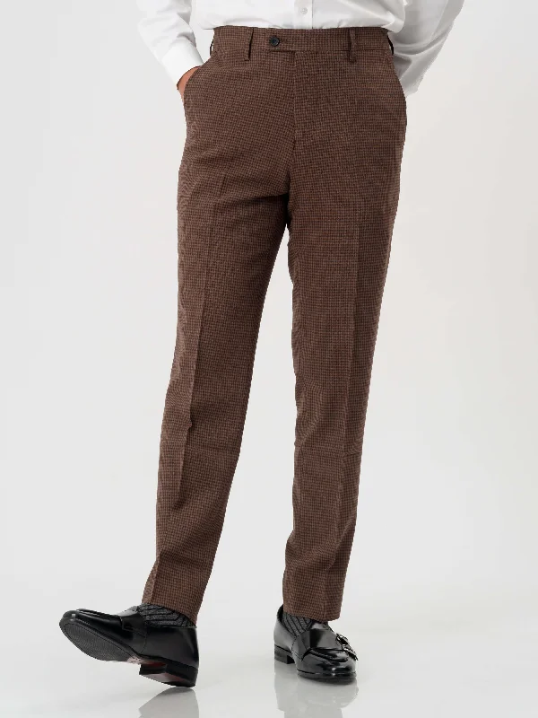 premium belt with gold accents -Trousers With Belt Loop - Coffee Plaid (Stretchable)