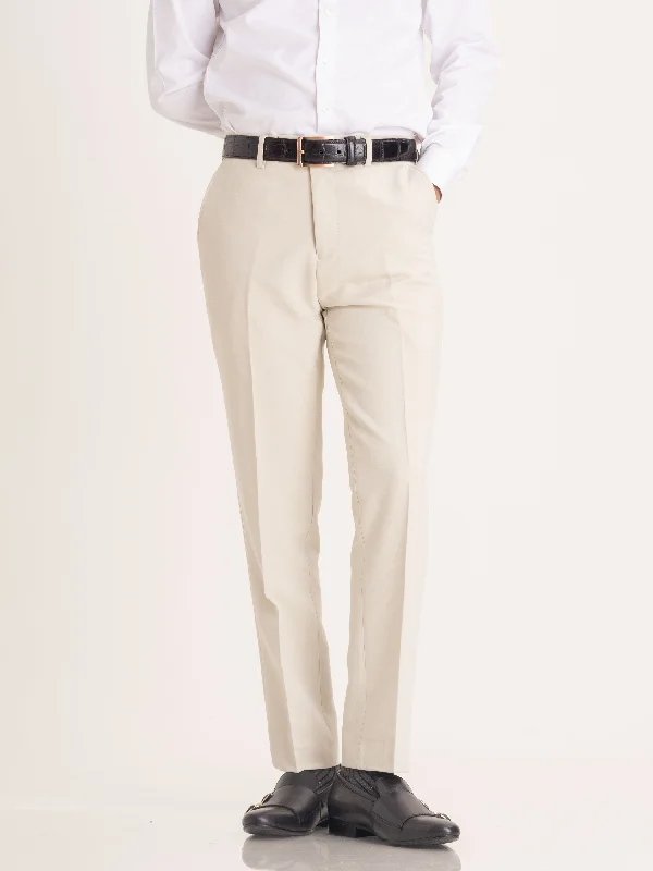 leather belt with buckle for casual pants -Trousers With Belt Loop - Sand White Plain (Stretchable)