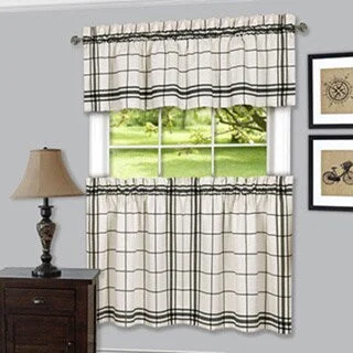 professional office necktie sets for men-Achim ACHIM Bainbridge Window Curtain Tier and Valance Set