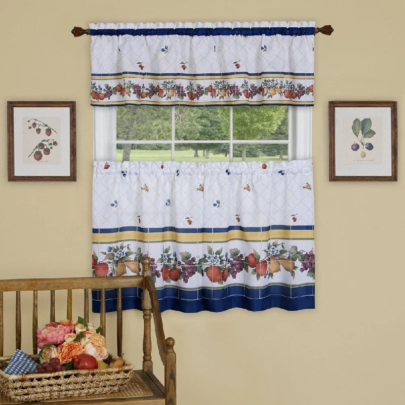 best men's necktie styles for weddings-Achim Fruity Tiles Window Curtain Tier and Valance Set