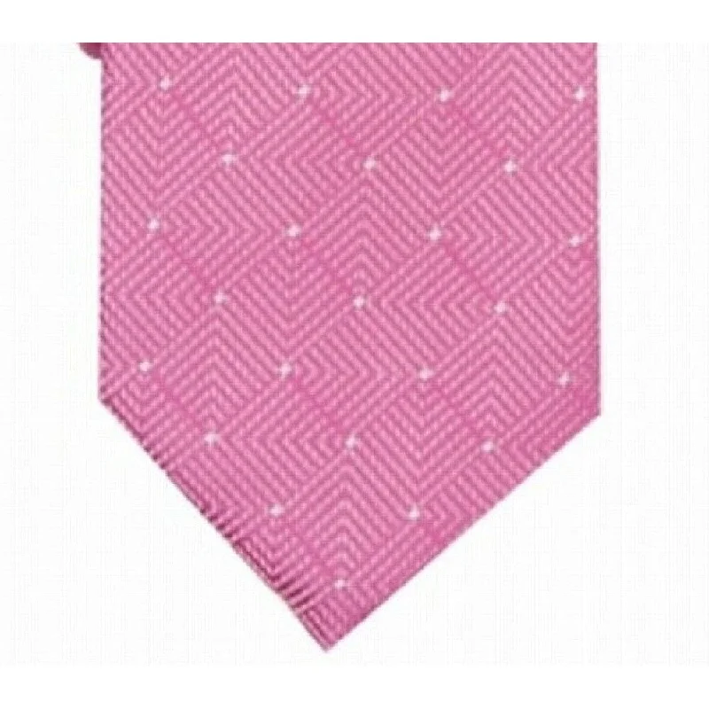 trendy silk bow ties for office events-Alfani Men's Geometric Dot Tie Pink Size Regular