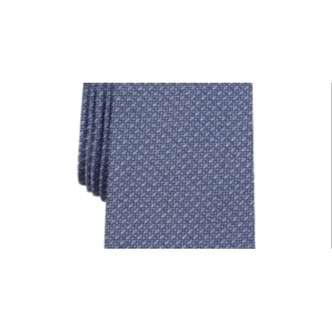 stylish wedding tie sets for men-Alfani Men's Nolan Silk Blend Business Neck Tie Blue One Size