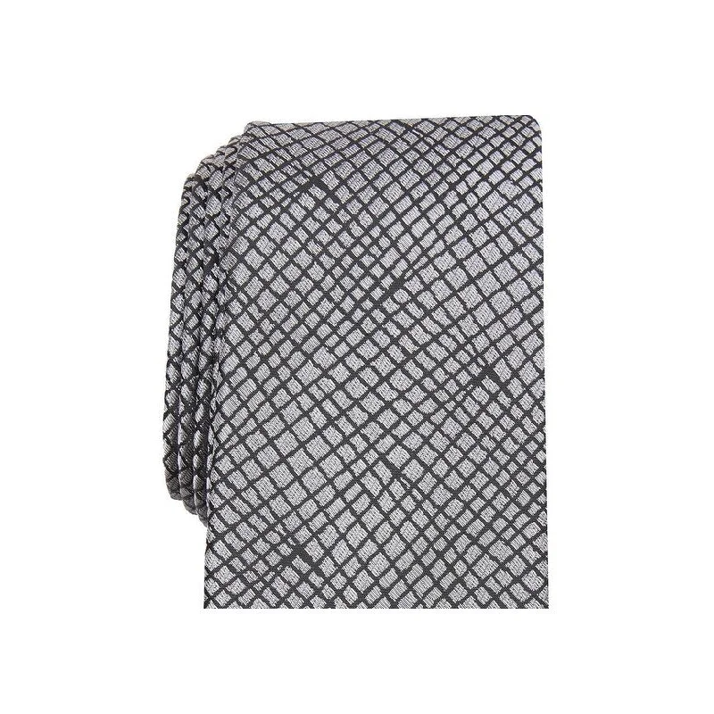 luxury office silk ties-Alfani Men's Slim Abstract Tie Gray Size Regular