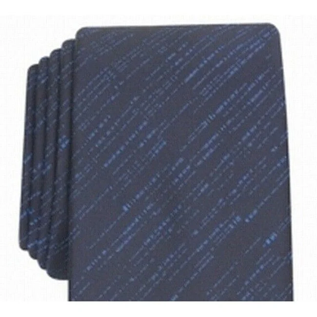 business casual silk ties for men-Alfani Men's Slim Textured Tie Navy Size Regular