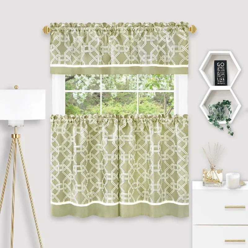 best wedding necktie ideas for men-Arlington Curtain Tier and Valance Set - 58x24/58x13