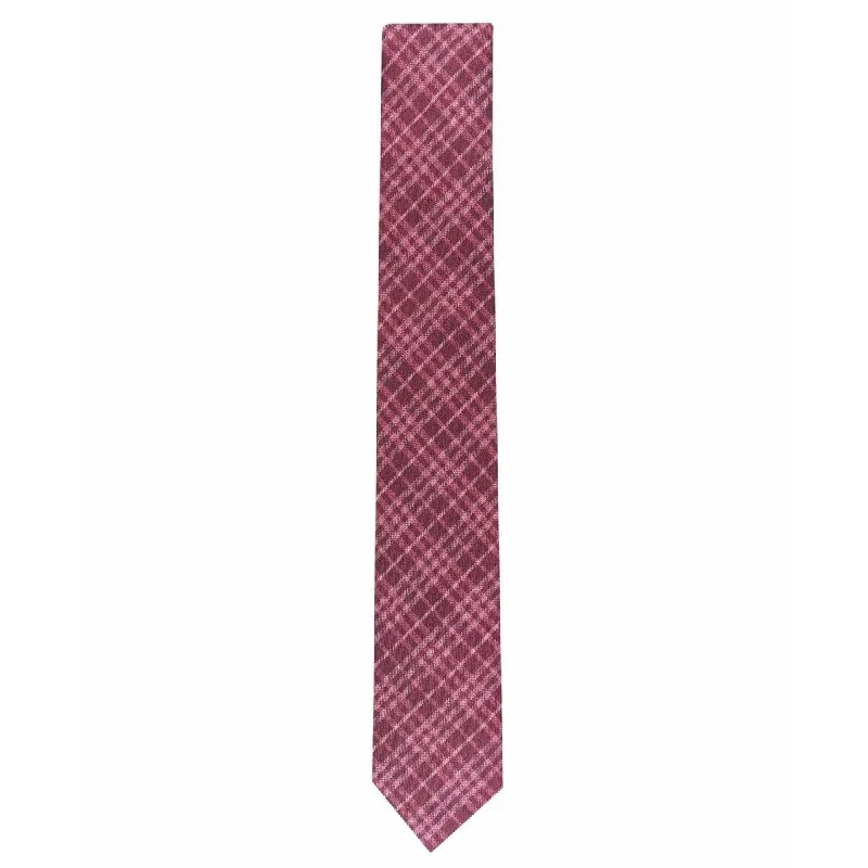 casual silk necktie sets for men-Bar Iii Men's Cooper Skinny Plaid Tie Red Size Regular