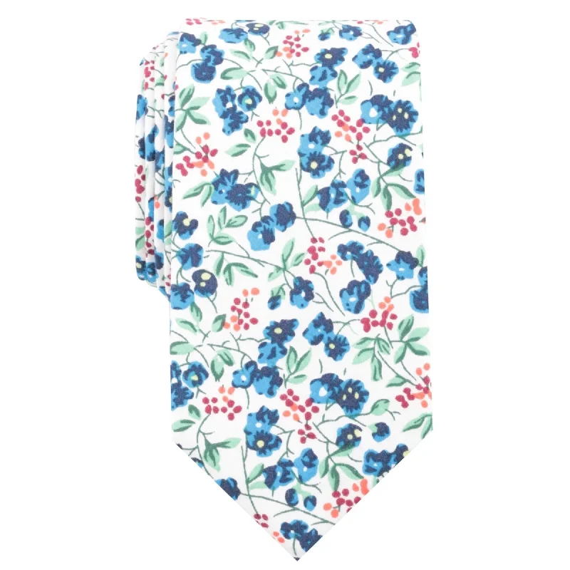 designer silk necktie packs-bar III Mens Floral Skinny Self-tied Necktie, Blue, One Size - One Size