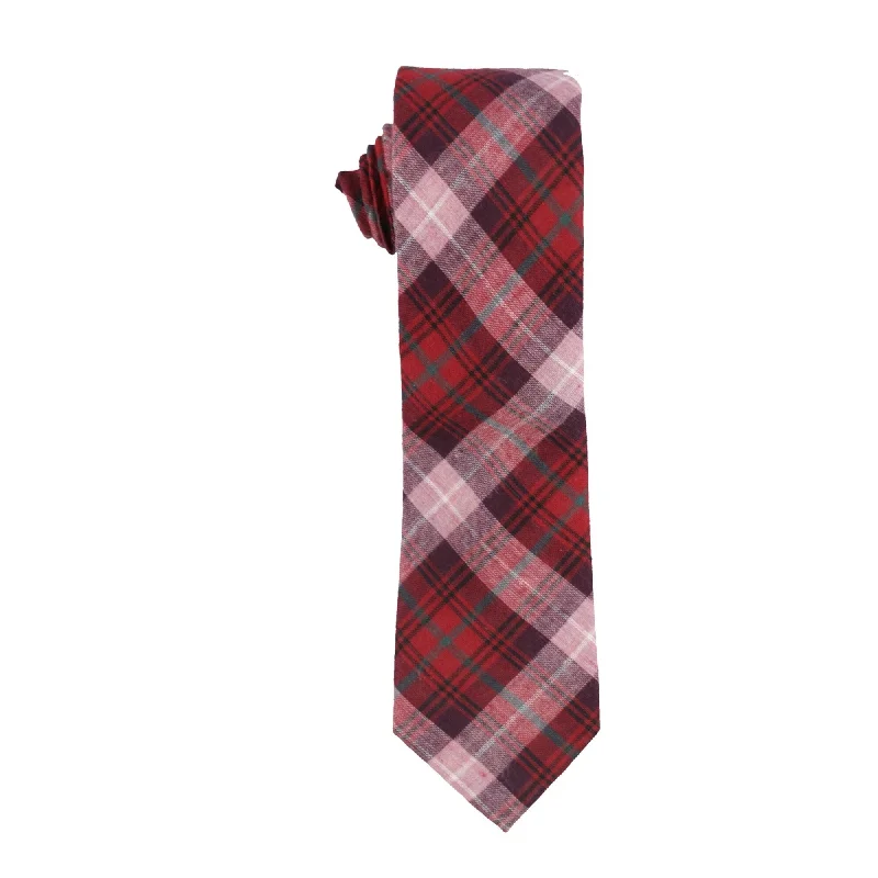 best necktie designs for office wear-bar III Mens Perica Plaid Self-tied Necktie, Red, One Size - One Size