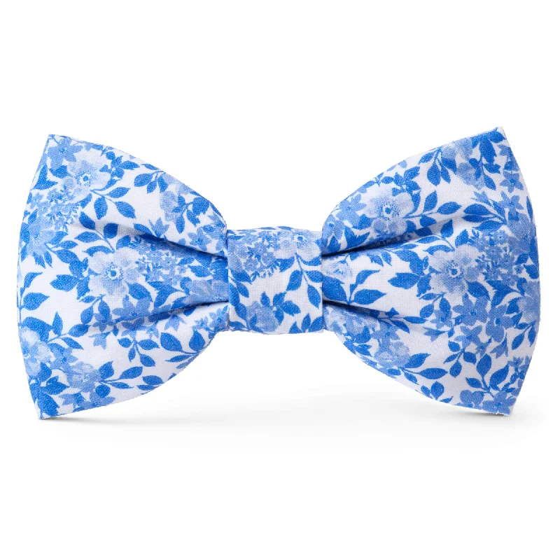 high-end men's silk necktie designs-Blue Roses Dog Bow Tie