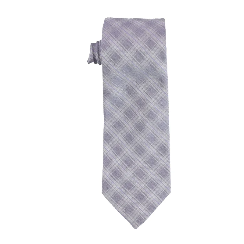 luxury wedding bow ties-Calvin Klein Mens Frosted Plaid Self-tied Necktie, Purple, One Size - One Size