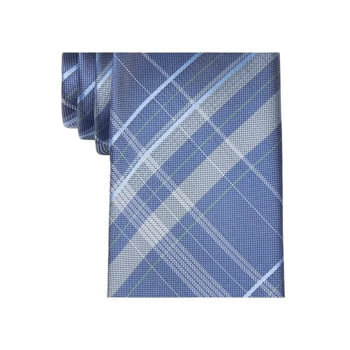 elegant silk necktie sets for weddings-Calvin Klein Men's Pinpoint Grid Tie Blue One Size