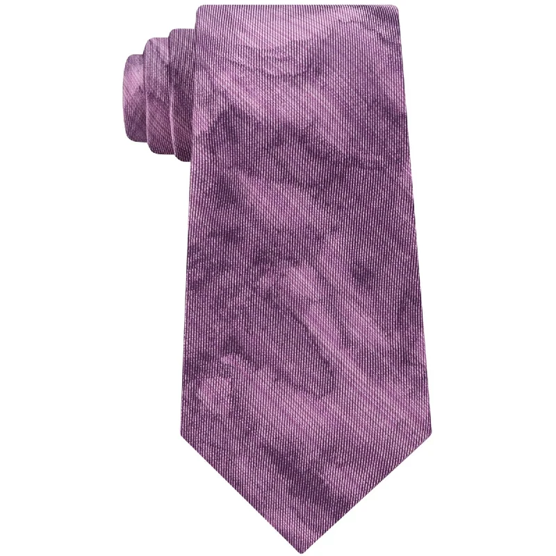 luxury office silk ties-Calvin Klein Mens Watercolor Self-tied Necktie, Pink, One Size - One Size