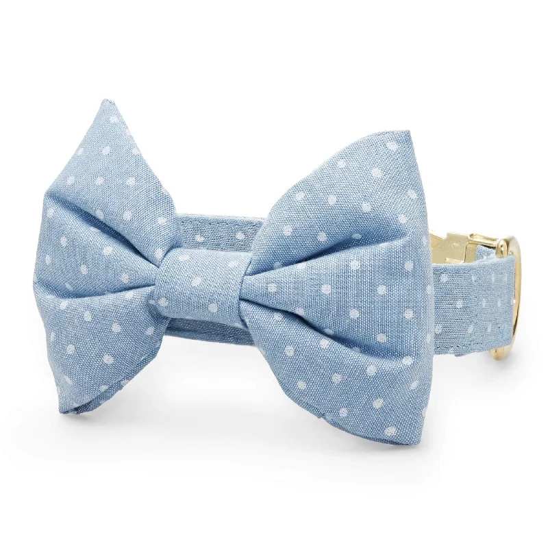 unique silk ties for business attire-Chambray Dots Bow Tie Collar