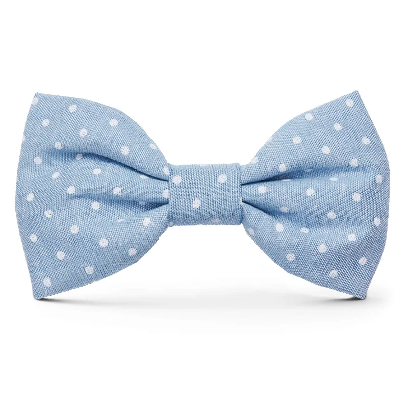 stylish designer necktie combinations-Chambray Dots Dog Bow Tie