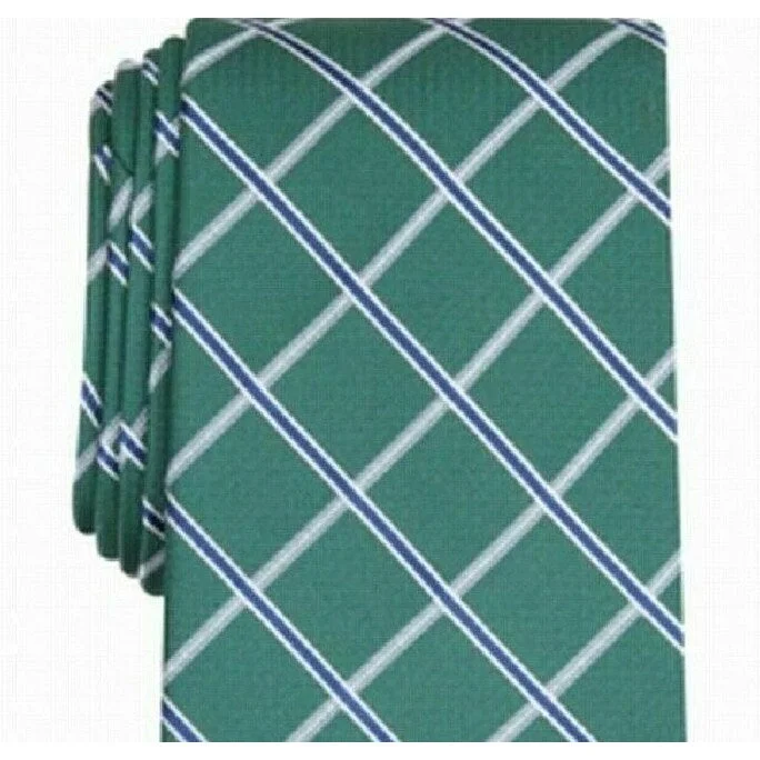 men's bow ties for business events-Club Room Men's Grid Tie Green Size Regular