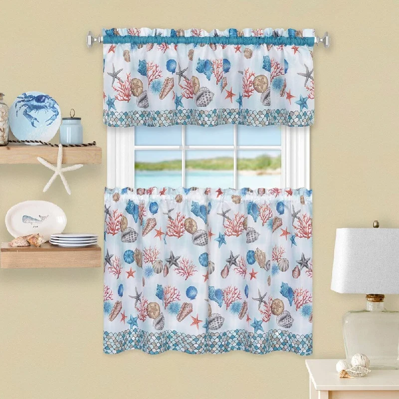 best silk wedding necktie collections-Coastal Tier and Valance Window Curtain Set - Blue