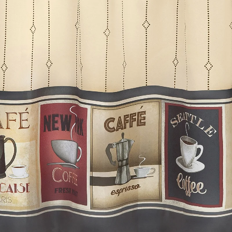 trendy silk necktie patterns for office wear-Cozy Cafe Printed Tier & Valance Set - 2 Sizes