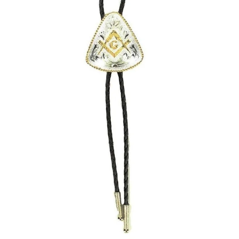 vibrant necktie colors for office wear-Crumrine Western Bolo Neck Tie Mens Mason Symbol Silver Gold C10840 - One Size