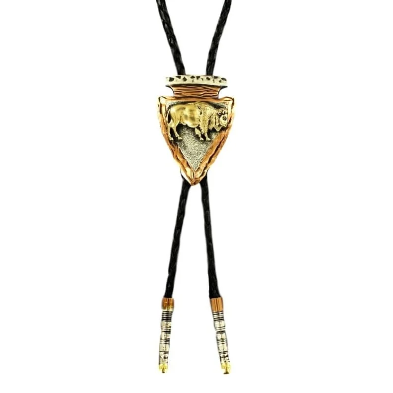 unique necktie collections for men-Crumrine Western Bolo Tie Mens Arrowhead 36" Length Copper Gold C10829